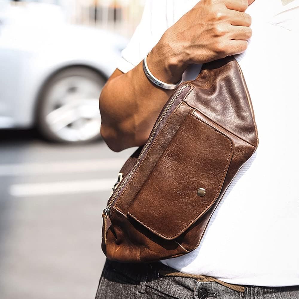Leder-Gürteltasche für Herren, Retro-Gürteltasche, Hüfttasche, Hüfttasche, wasserdichte Bauchtasche, Hüfttasche, Gürteltasche für Wandern, Reisen, Laufen, B