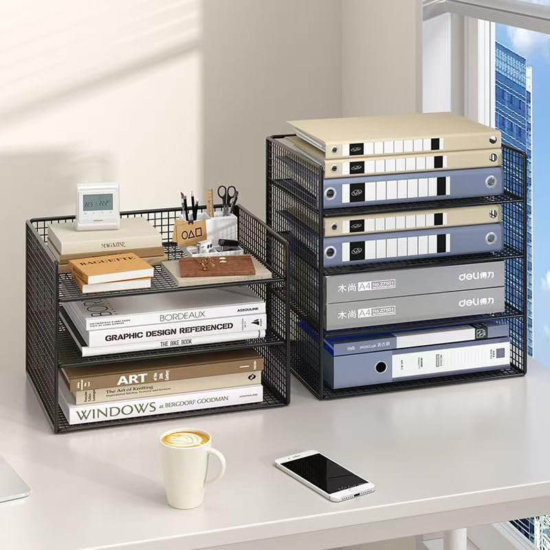 Amazon.co.jp: 書類トレー A4 横置き 4段 ファイルラック 棚 卓上収納