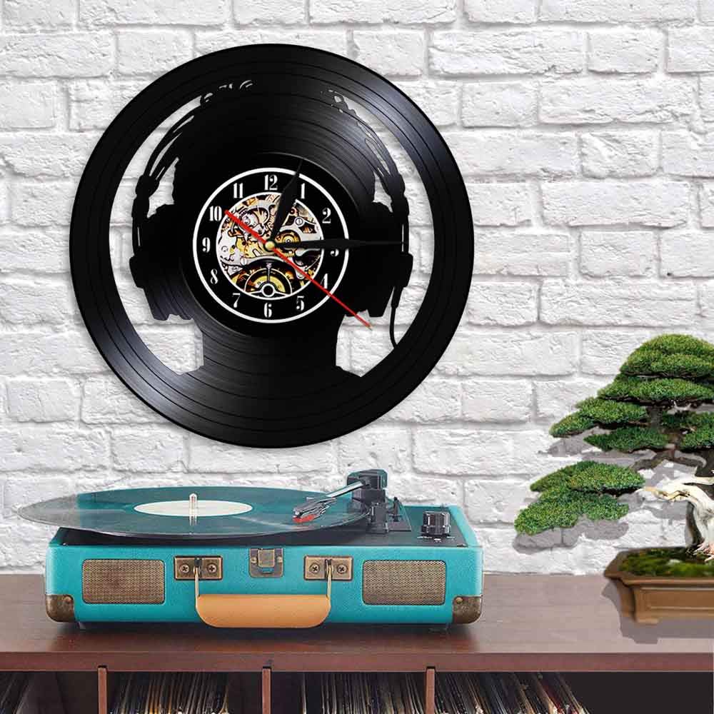 30cm DJ Cuffie Musica Disco in vinile Orologio da parete Design moderno Musica rock DJ Decorazione artistica unica da parete per club di musica Regalo per DJ Regali per la festa della mamma Orologi