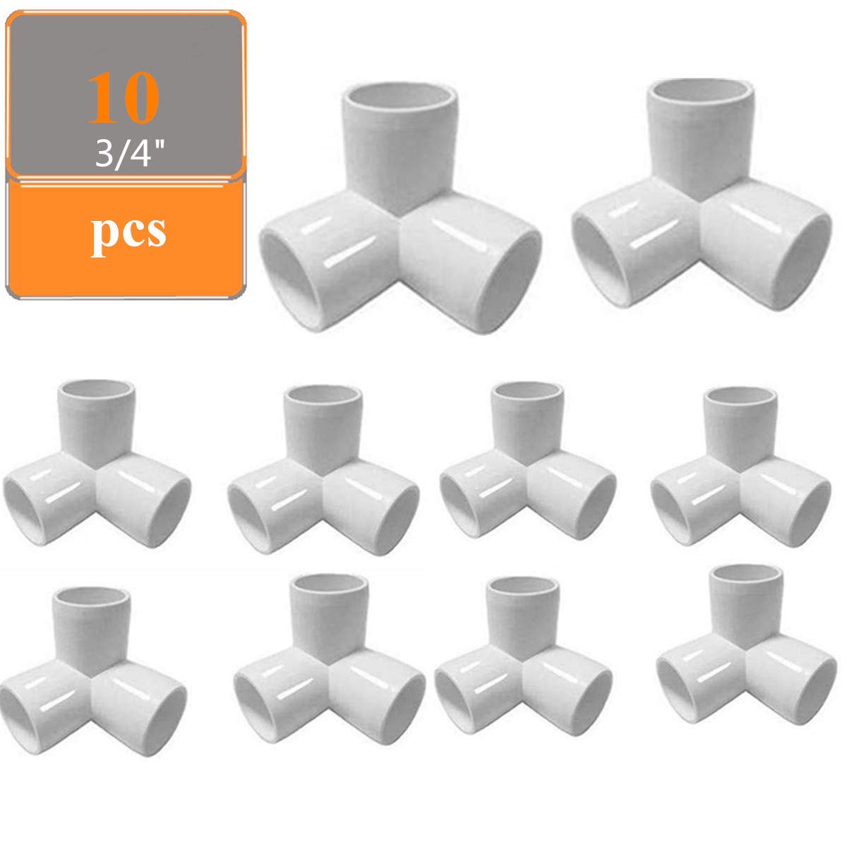 Linksworld Tee Fittings PVC Elbow Corner PVC Corner Fitting Tee Fitting PVC Elbow Fittings Seamless Connection with Tapered Sockets (3 Way 3/4")