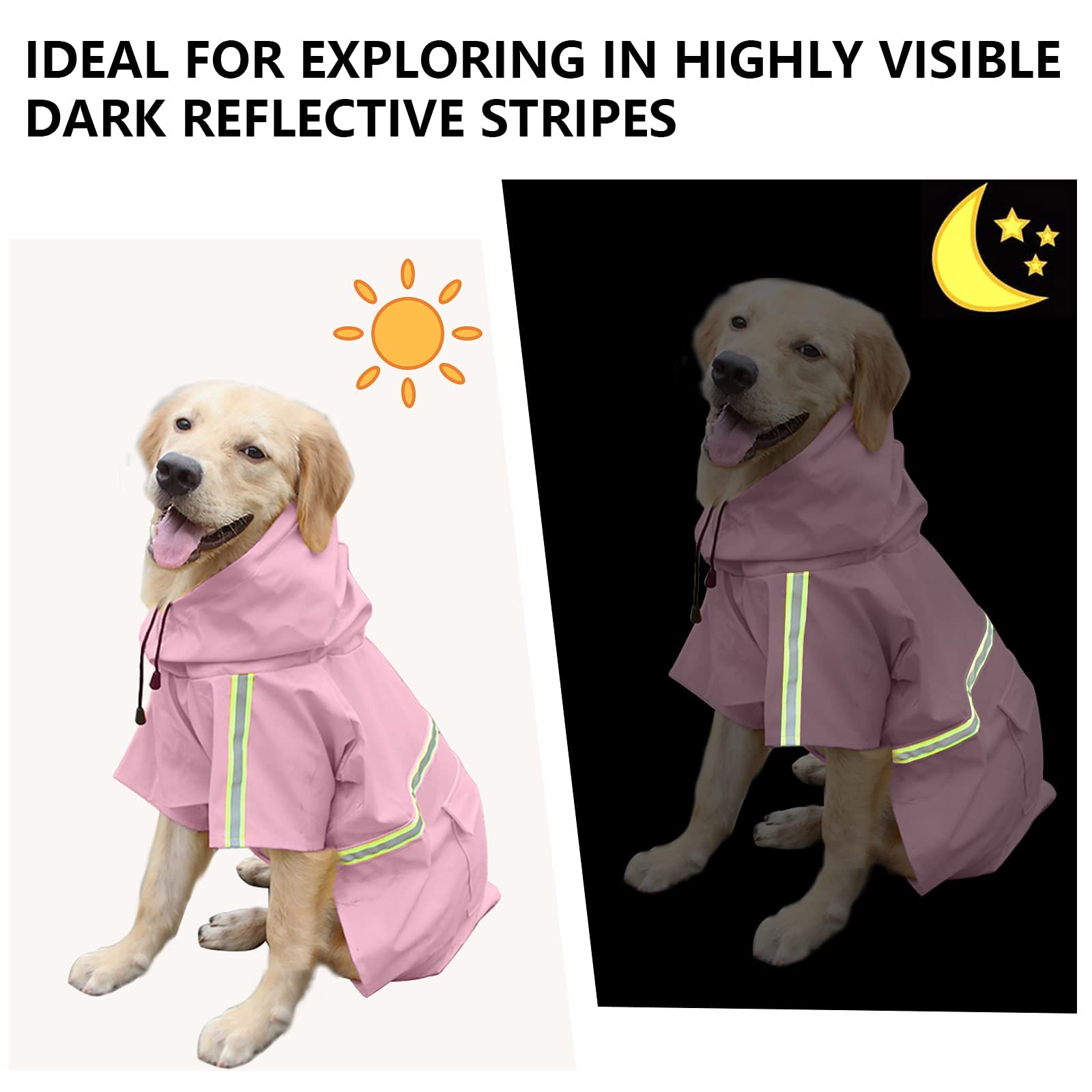 Impermeabile per cani, cappotto per cani da compagnia impermeabile regolabile, impermeabile di sicurezza antivento, impermeabile traspirante per cani di piccola, media e grande taglia (Pink XXX)