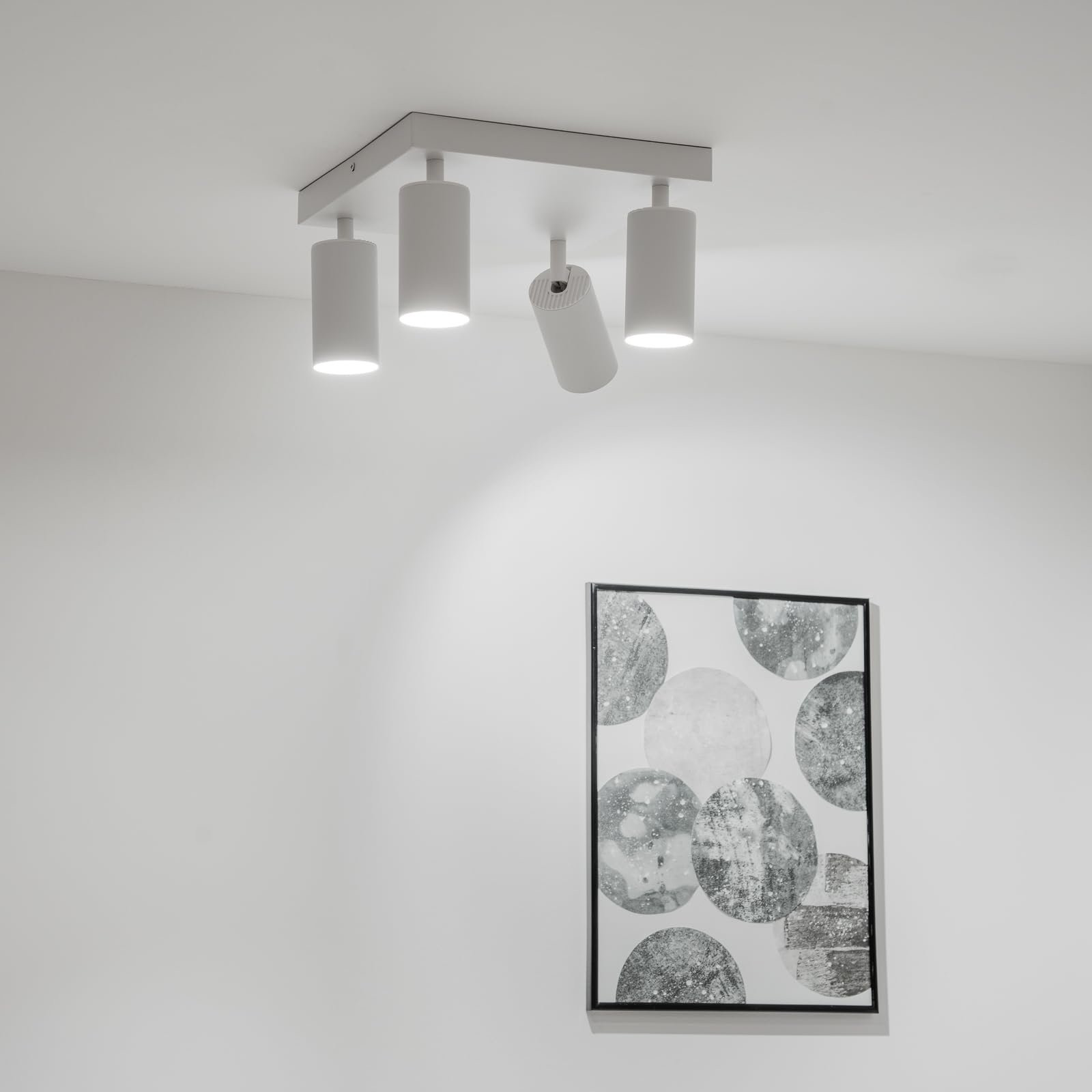 Lumiled Plafonnier à 4 spots pour plafond, plafonnier, plafonnier, orientable, pivotant, blanc, rond, 4 douilles GU10, 230 V