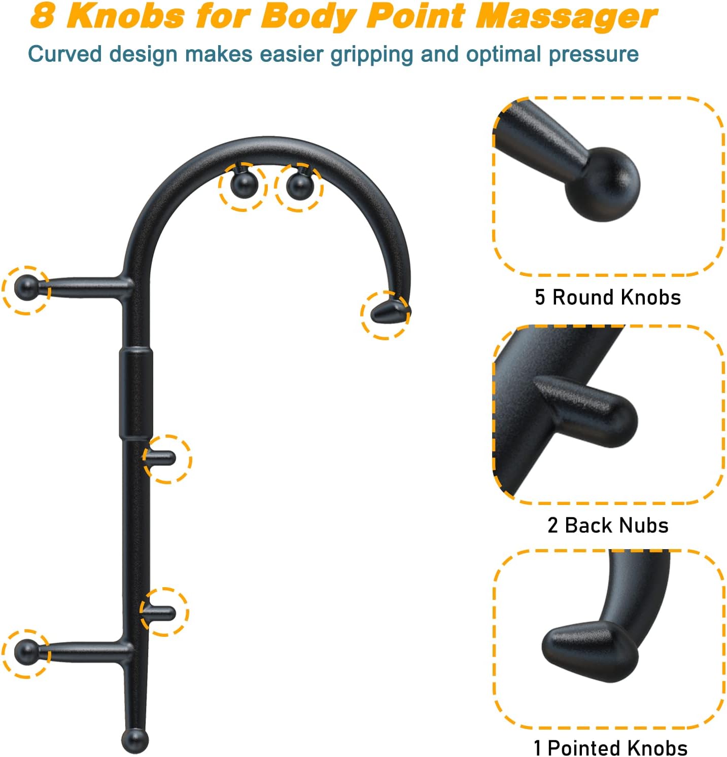 BVN Trigger Point Massager for Neck Back Detachable Manual Shoulder Massager for Pain Relief Deep Tissue, Pressure Point Massage Tool, Muscle Hook, Muscle Knot Remover, Massage Cane, Self Massager : Health & Household