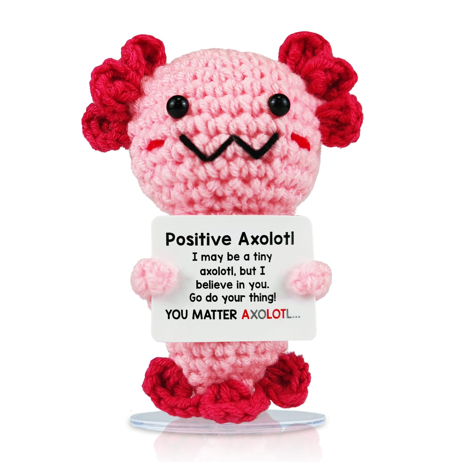 SZMDLX Positive Emotional Support Animals,Handmade Crochet Doll Knitted Stuffed Themed Good Luck Gifts Worry Dolls new job gifts for women & men (Axolotl)