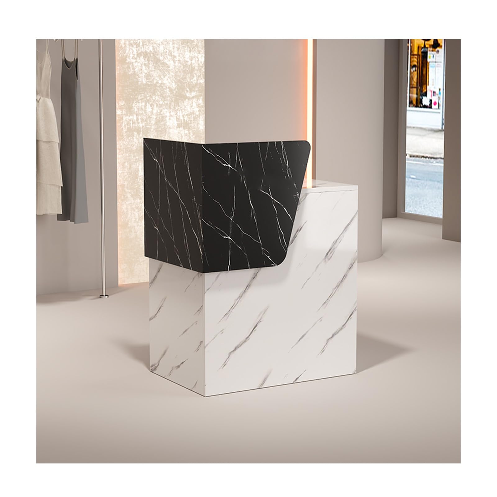 Table de réception moderne pour salon et vente au détail, comptoir simple de caisse de 60 cm – Station de paiement élégante pour magasin de vêtements et bureau