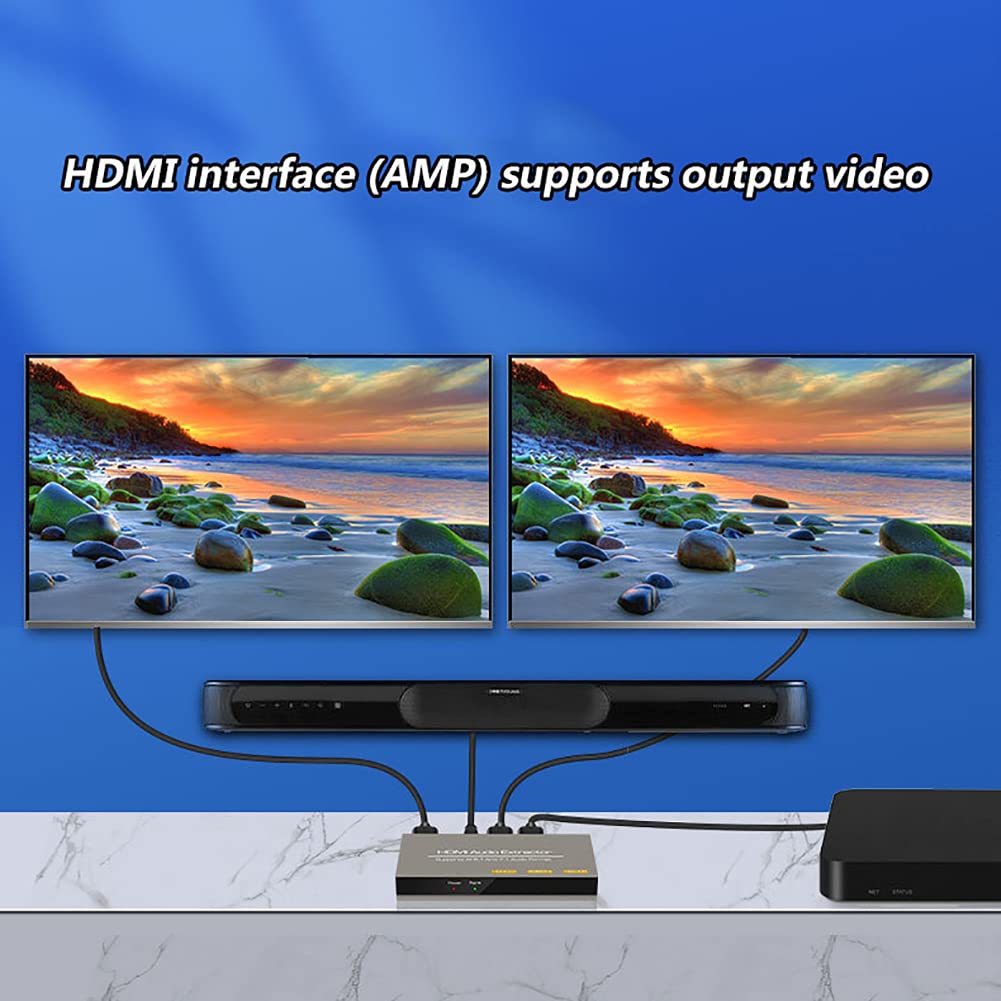 RSGK Splitter Audio HDMI, Splitter per Estrazione Audio HDMI 4K 60HZ, Fibra Ottica AMP a 7.1 Canali/Splitter a Due Bande a Un Punto 3,5