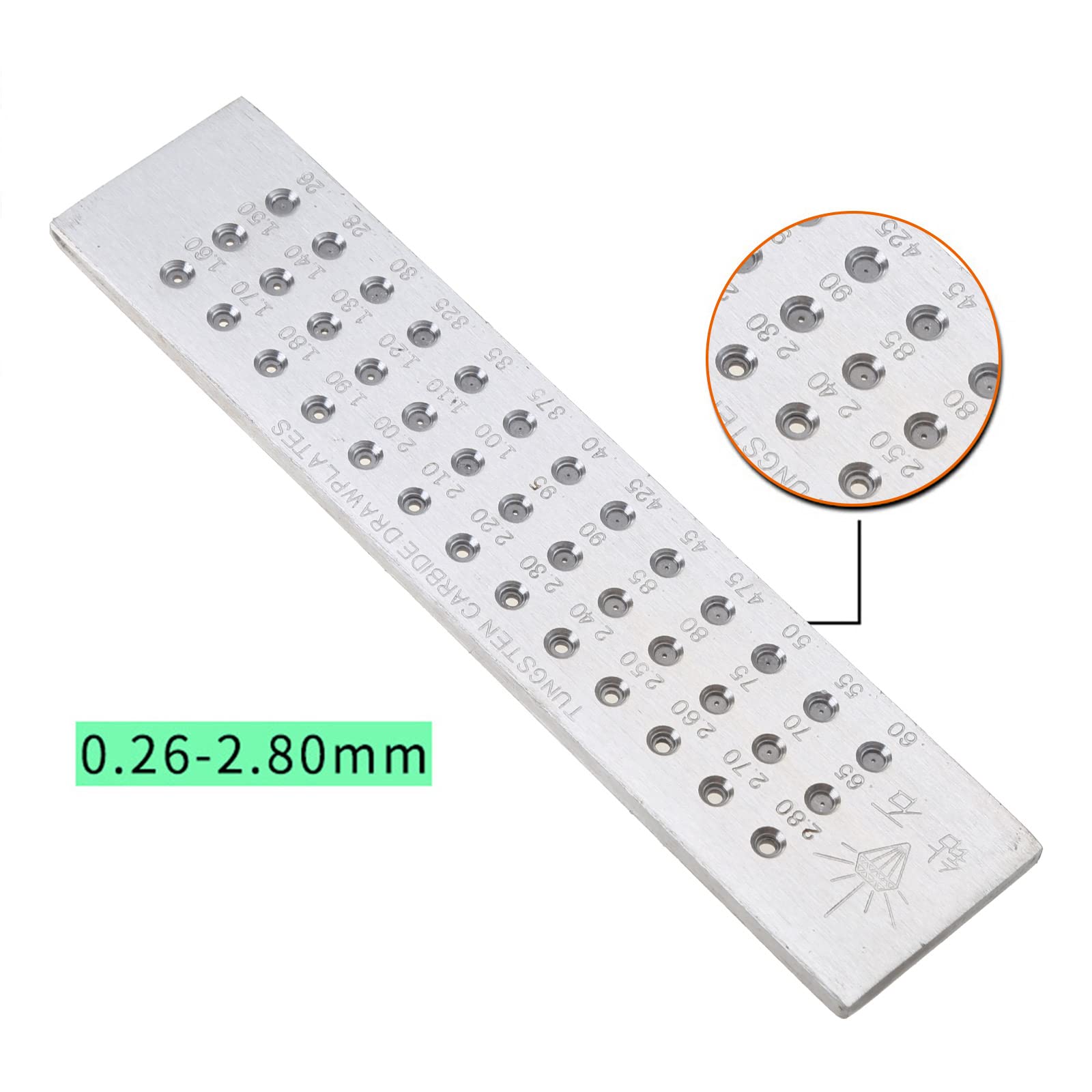 Drahtziehplatte mit 39 runden Löchern, 0, 26–2, 8 mm, Wolframkarbid Drahtziehplatte, Schmuckherstellung, poliertes, glattes Loch, Harzform Tablett Set