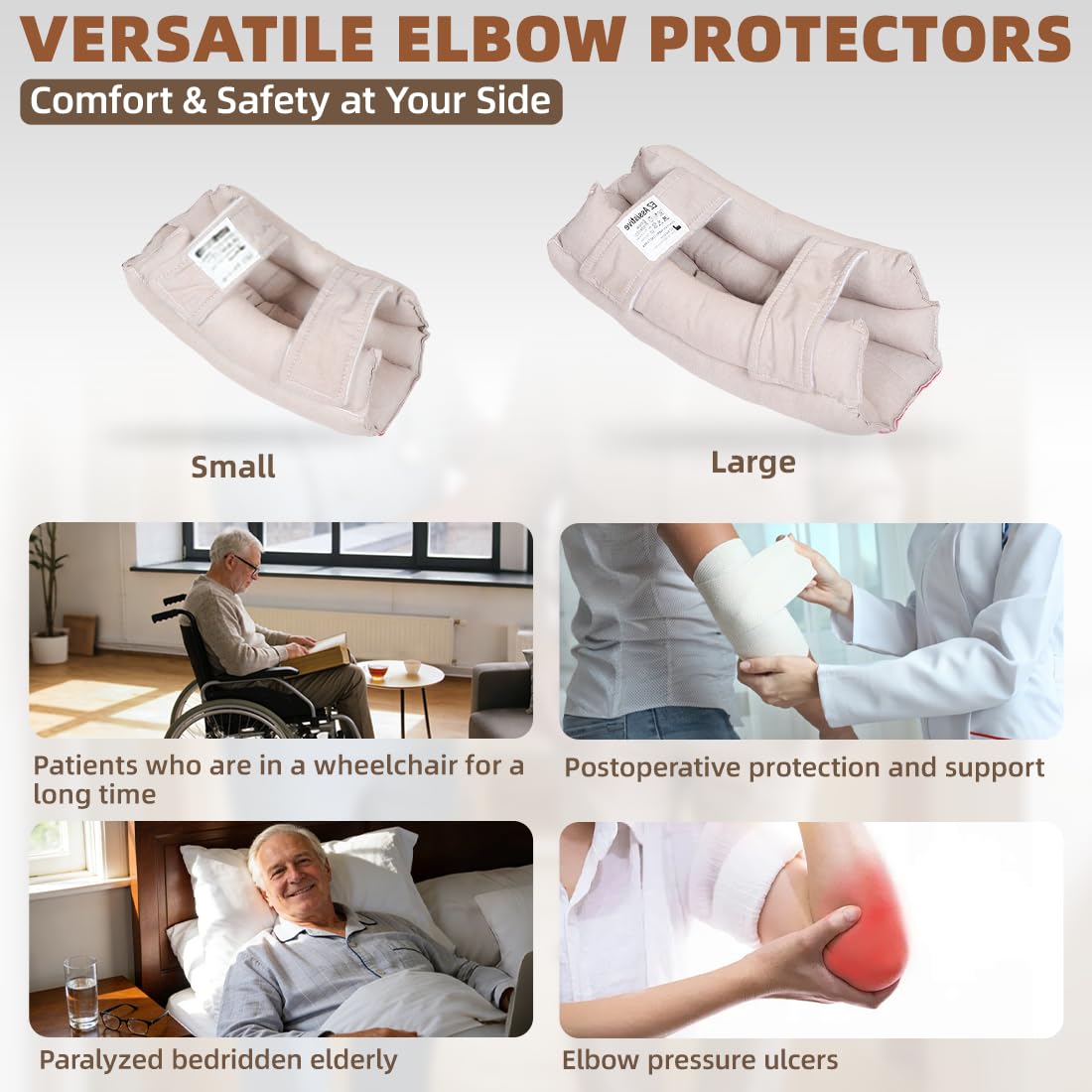 EZ Assistive Protector médico de codo para úlceras de cama, coderas para ancianos y pacientes postrados en cama (grande)