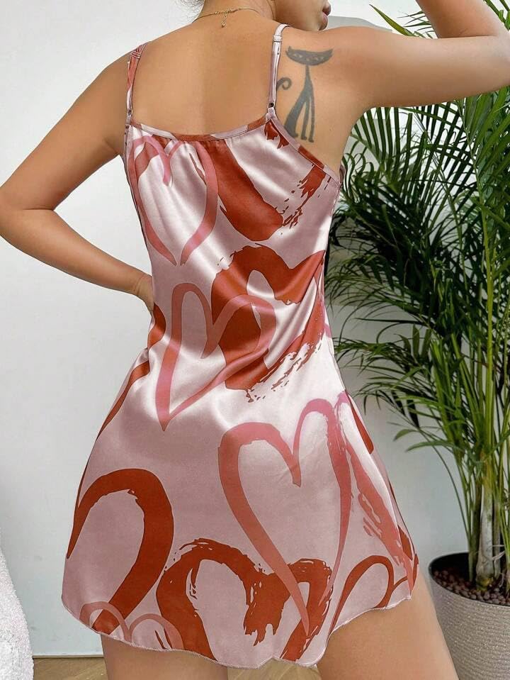 Image of Marquisa Satin Silk V Neck Sexy Night Dress Lingerie Dress for Girls and Women Babydoll Set for Honeymoon