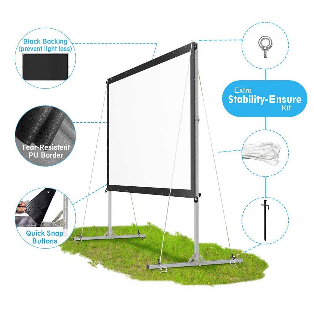 ESMART Professionale MIMOBI Schermo per proiettore a telaio pieghevole 266 x 149 cm (120") 16:9 | Proiettore home cinema schermo di proiezione telaio in alluminio per esterni LCD LED