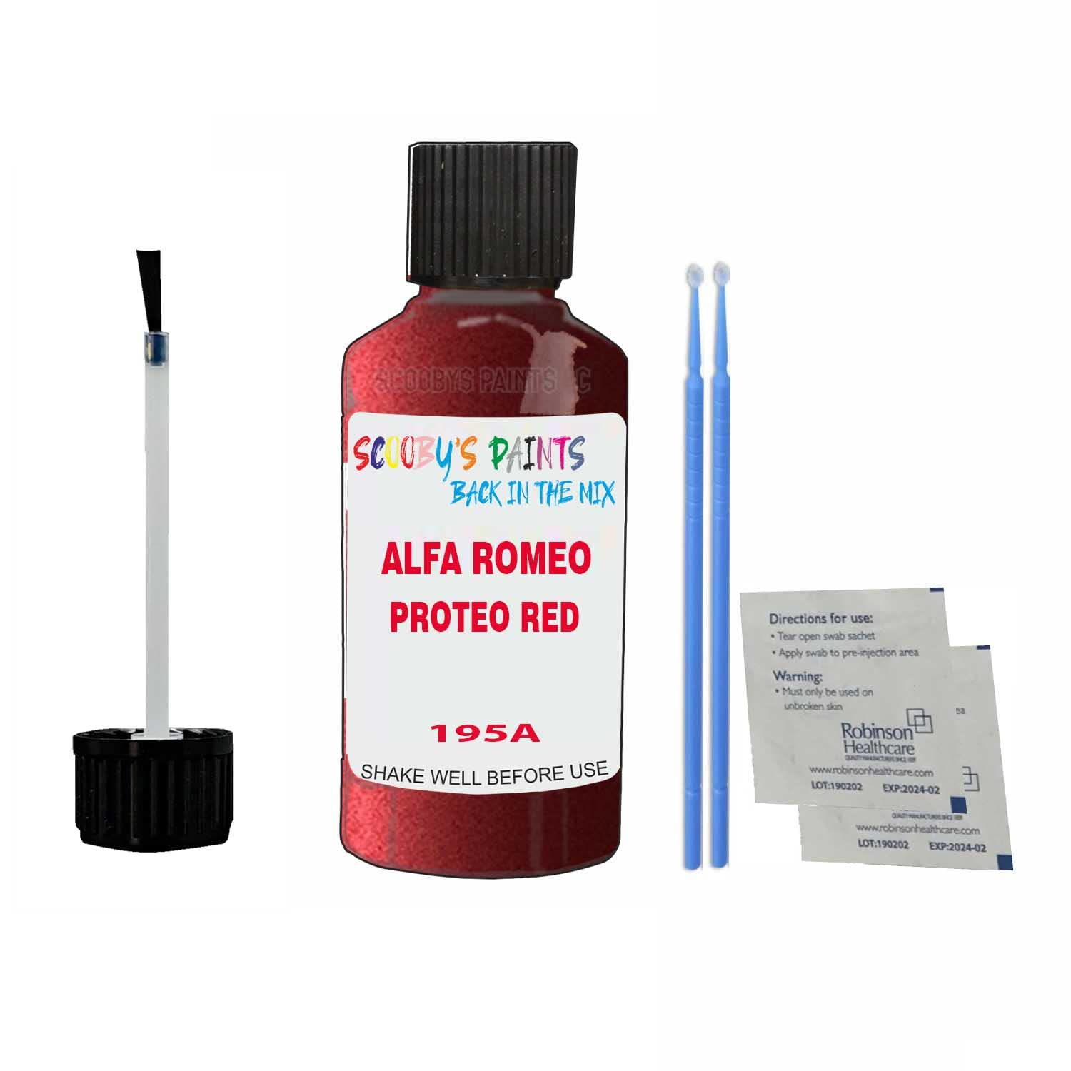 Scoobys Paints Back In The Mix Proteo Red Touch Up Paint For Alfa Romeo Spider 195A 1993-2004 30Ml Bottle Brush Scratch Stone Chip Repair Pen