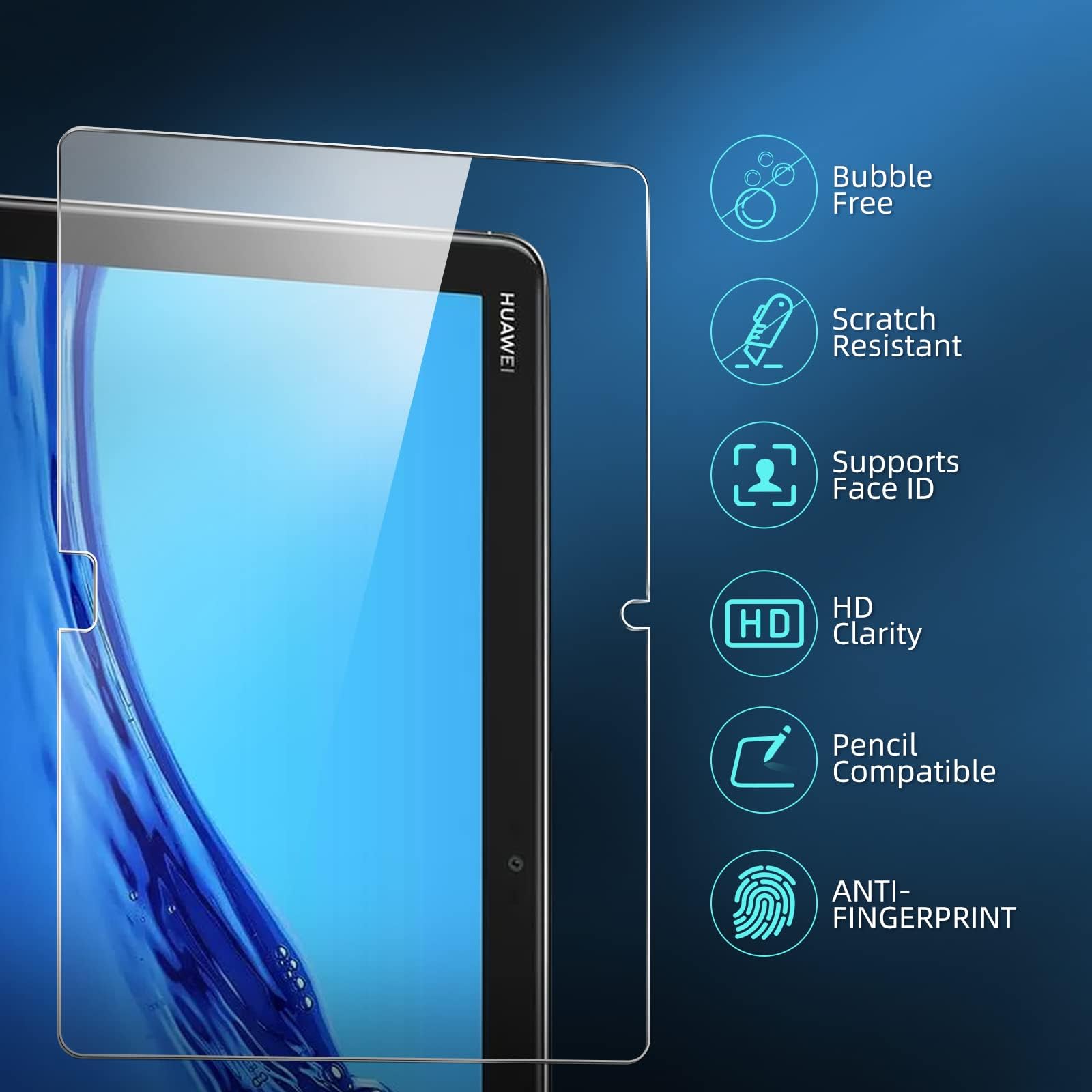 Mobile Stuff Compatibile con Huawei MediaPad M5 Lite 10 (10,1) 2018, pellicola protettiva in vetro temperato con durezza 9H, bordo rotondo 2,5D (MediaPad M5 Lite 10 (10.1) 2018