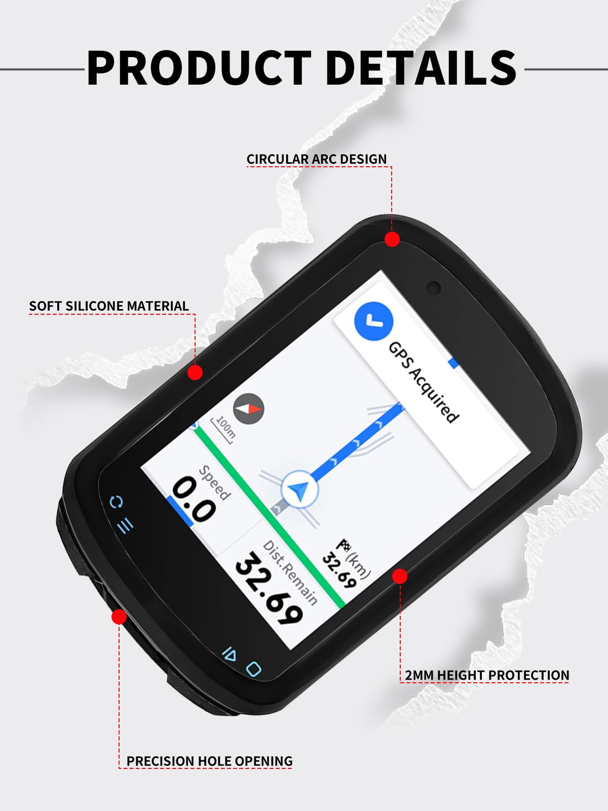 Pokrowiec na komputer rowerowy Geoid CC600 GPS, silikonowe etui ochronne z miękkim ochraniaczem ekranu - odporne na wstrząsy, przyjazne dla skóry i wodoodporne dla zwiększonej trwałości, czarny