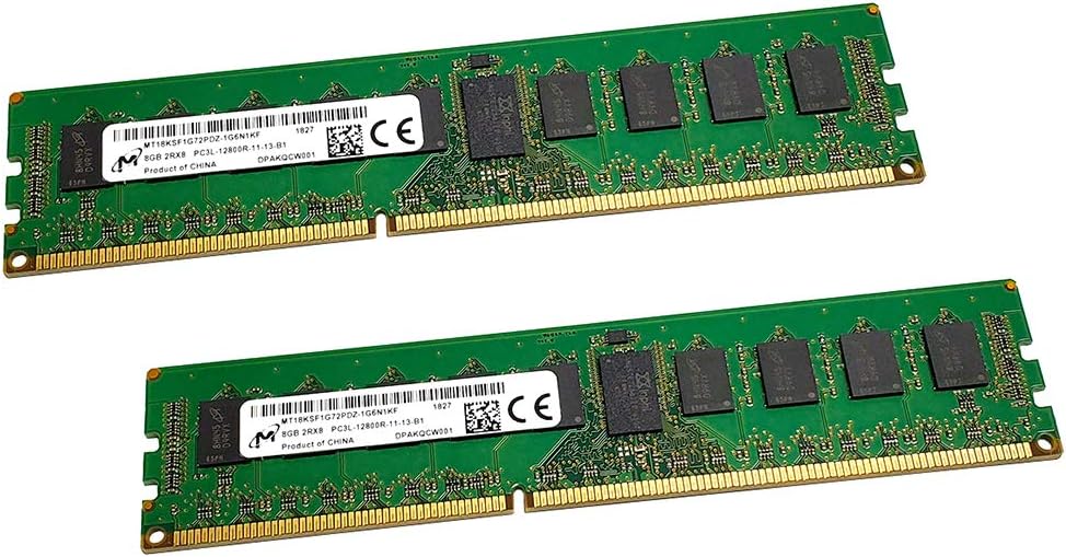 Micron 16GB (2x8GB) DDR3 SDRAM PC3-12800 1600Mhz 240-Pin 2Rx8 CL11 ECC Registered RAM Server Memory MT18KSF1G72PDZ-1G6