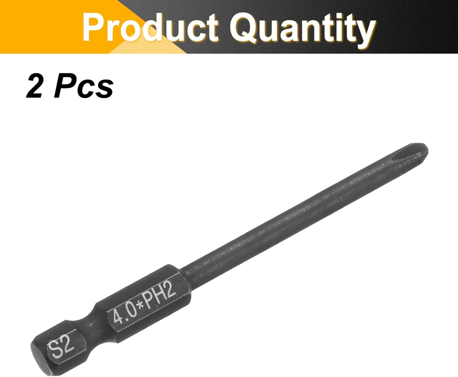 HARFINGTON 2pcs #2 Phillips Screwdriver Bit PH2 1/4" Hex Shank 3" (75mm) Long 0.16" Rod Magnetic Cross Head Drive Drill Bits S2 Steel Industrial Screw Driver Electric Power Tool, Black