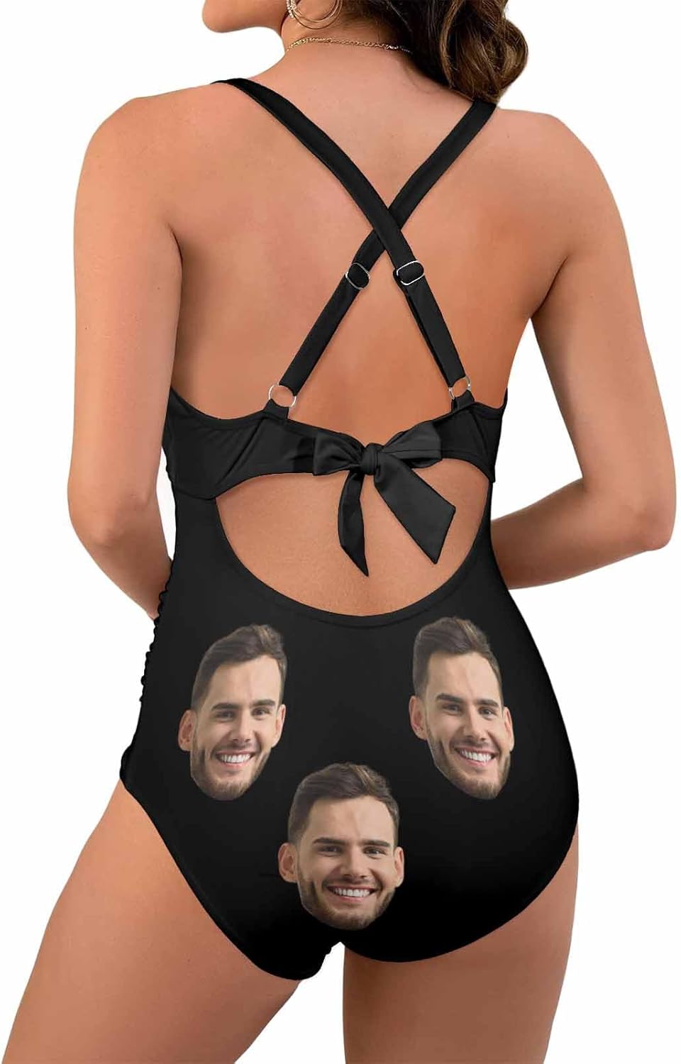 Custom Face Bathing Suit Personalized Picture Swimsuits for Women Funny One Piece Swimwear with Husband Face Photos - Image 4