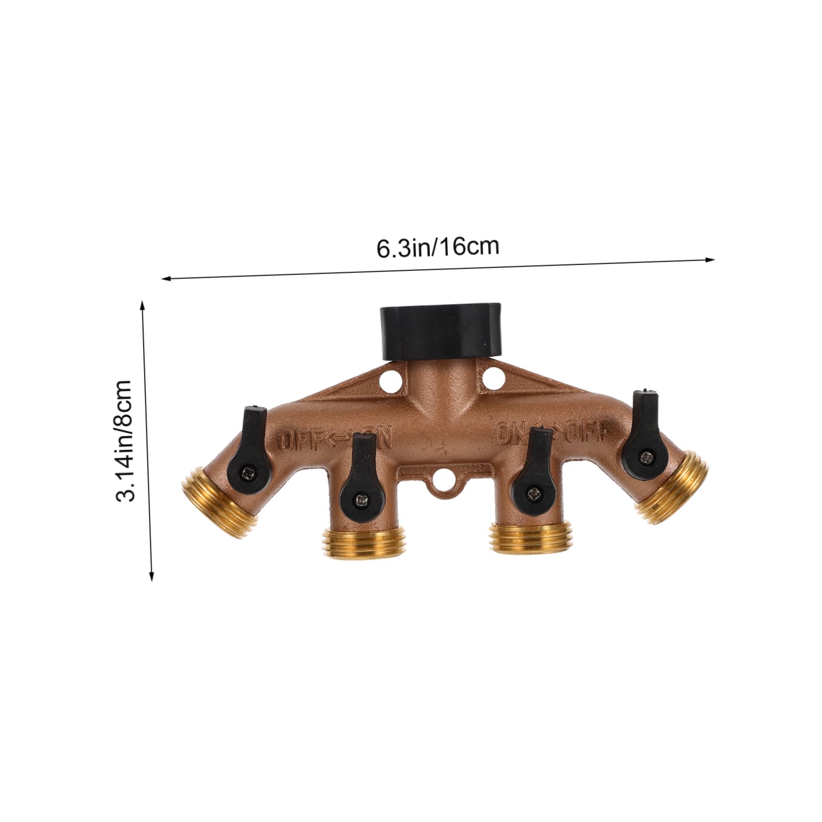 Happyyami Divisor De Manguera De Jardín Latón 4 Salidas para Riego Exterior Uso Doméstico, Conector Adaptador Colector De Manguera Multi-vías para Césped y Plantas