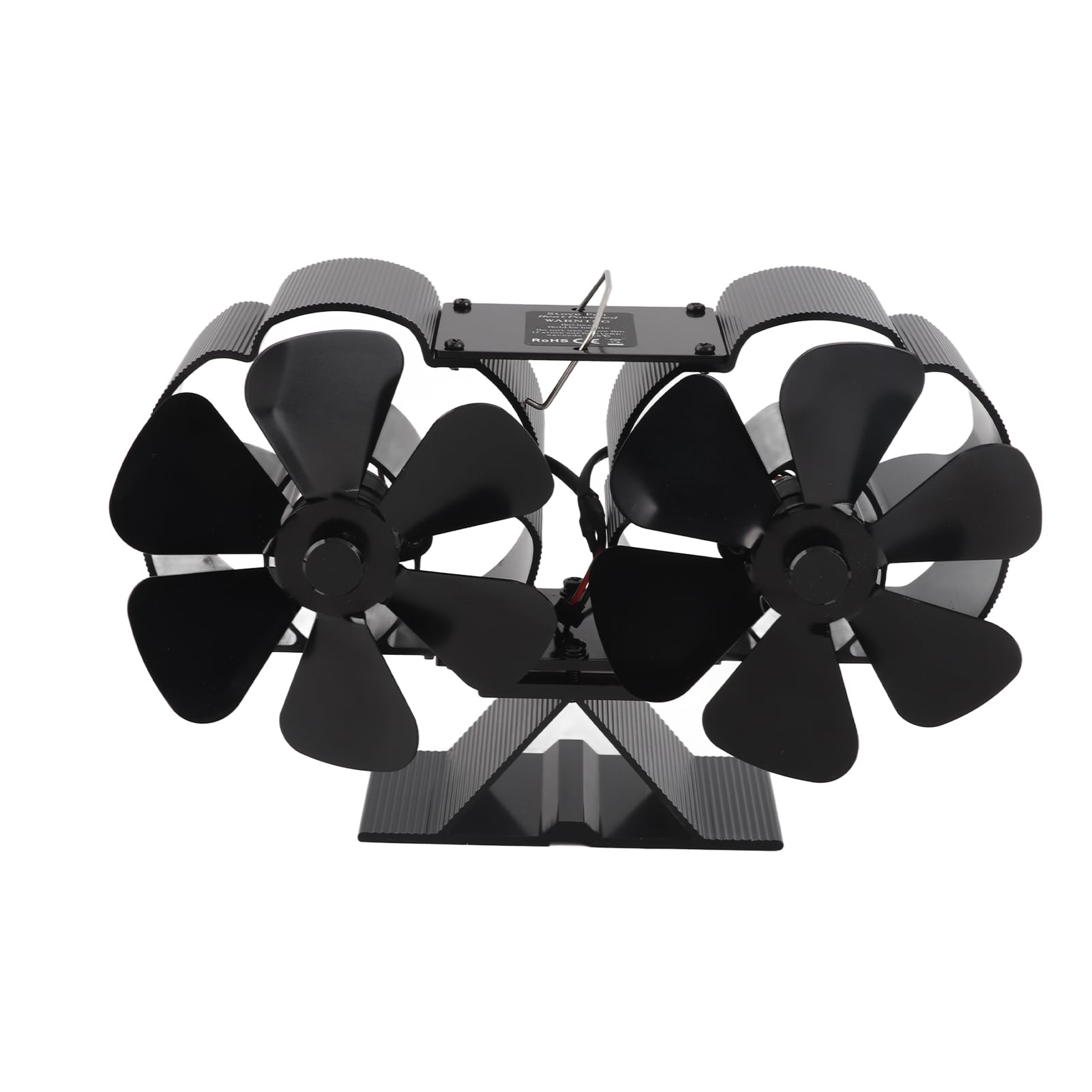 Marhynchus Ventilador de Chimenea con Patrón Floral de Doble Cabezal Ventilador de Estufa de Leña 180-220 CFM 1400 Rpm ≤ 25 DB con Aleación de Aluminio de 6 Aspas para Estufa de C (Sin termómetro)