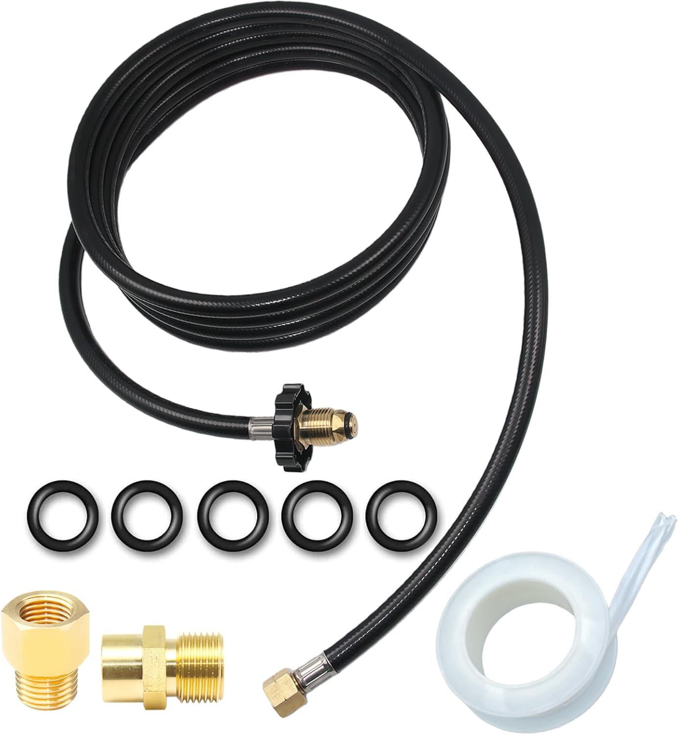 12FT Propane Torch Hose, G3/8"-19 Thread Weed Burner Flame Torch Hose,with Replacement O Ring Repair Connect with Propane Tank Replacement Propane Hose for Weed Torch