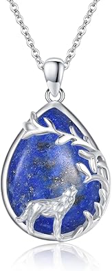 Wolf Necklace for Women S925 Sterling Silver Moonstone Celtic Wolf Necklace Tree of Life Pendant Animal Jewelry Gift for Mom Daughter Wife Halloween