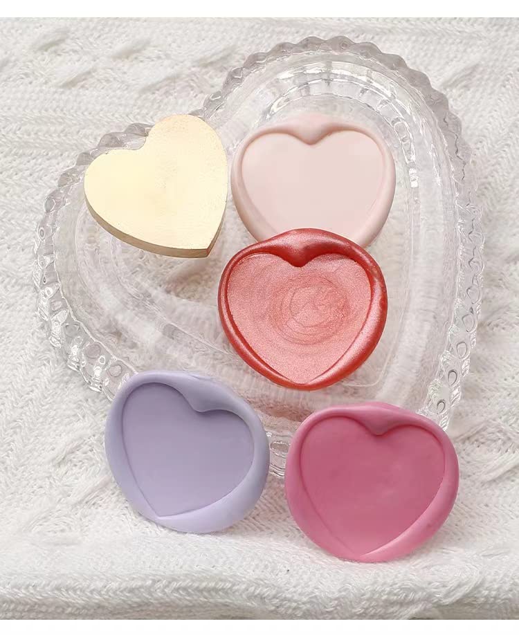 Miniatura 5 de 1 sello de cera en blanco de 0.984 in1 pulgada en forma de corazón, cabezas de sello de cera con 1 mango de madera universal en blanco para