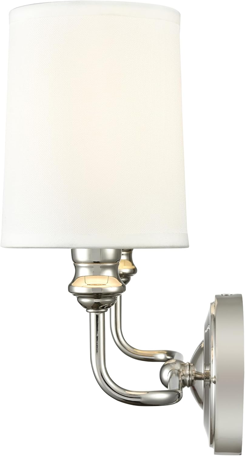 ML Lighting | Leena Collection | 99802-PN | Indoor 2 Light Vanity in Polished Nickel with White Fabric Shade | Elegant and Versatile Design for Any Bathroom