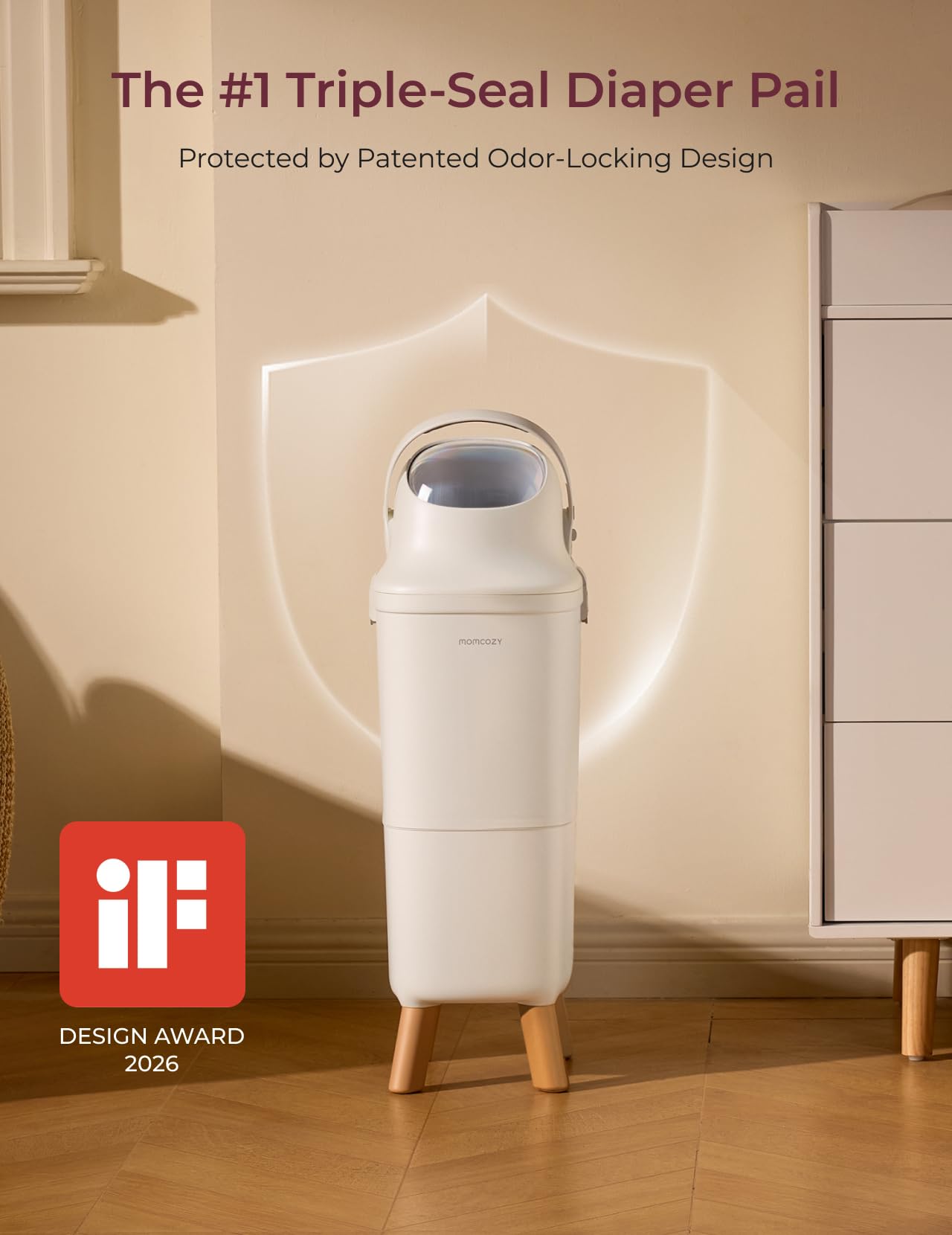 Momcozy Triple-Seal Diaper Pail - 3