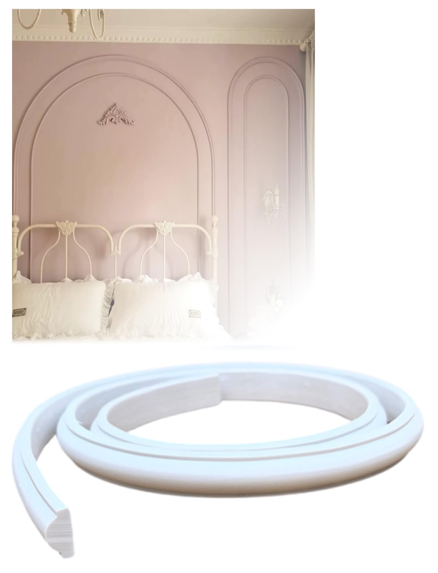 Moldura de pared flexible de PVC de 8m para arcos y techos decorativos