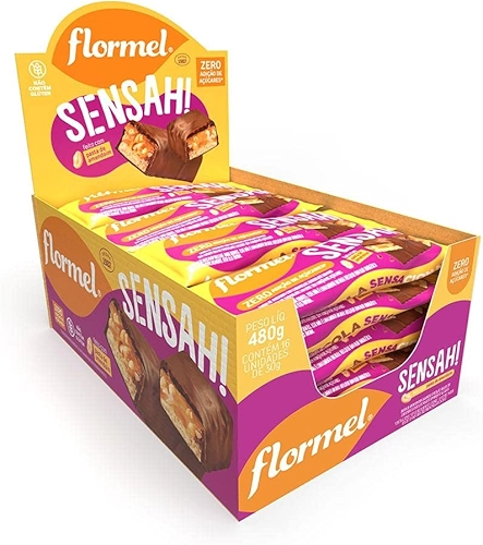 Chocolate Sensah ao Leite FLORMEL Zero Açúcar- Caixa com 16 unidades