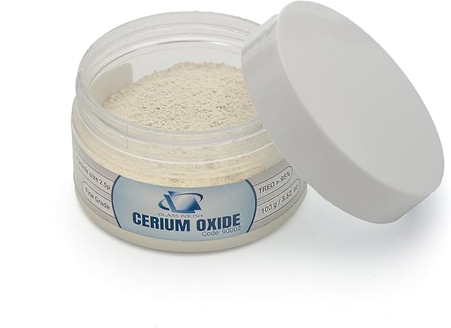 Glass Polish 90002 Cerium Oxide Fine Grade Glass Polishing Powder - TREO 95% - 2.5 microns - 100 Grams - White