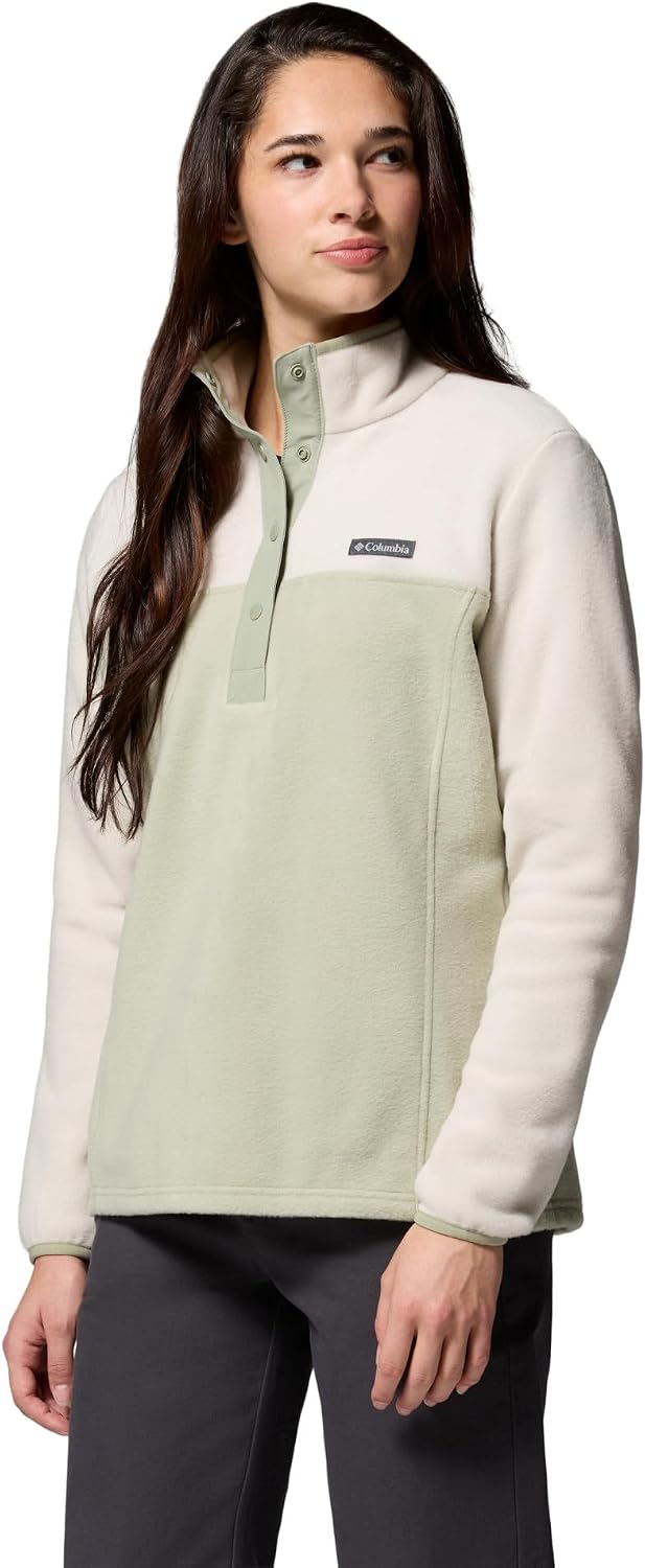Columbia Womens Benton Springs Half Snap II Pull Over Fleece Jacket, Dark Stone/Canoe/Vintage Blue, 3X
