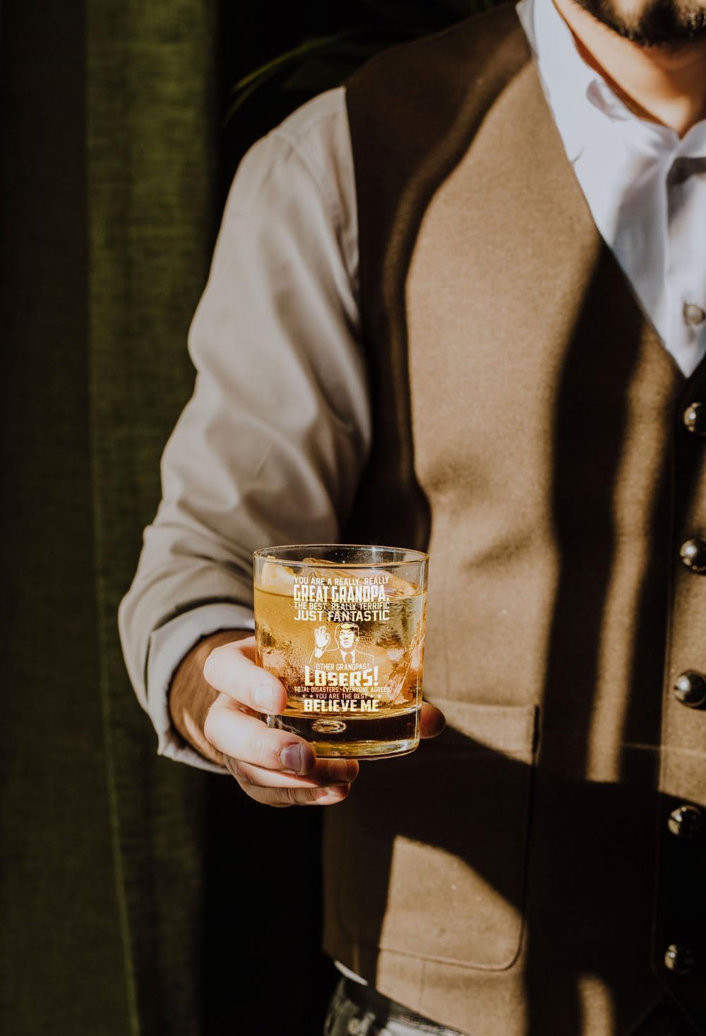 Grandpa Christmas Gifts - Grandfather Christmas Gifts for Grandparents, Great Granddad, Papa, New Promoted To Grandpa from Granddaughter, Grandson, Grandkids - 10oz Whiskey Rock Glass - Image 6