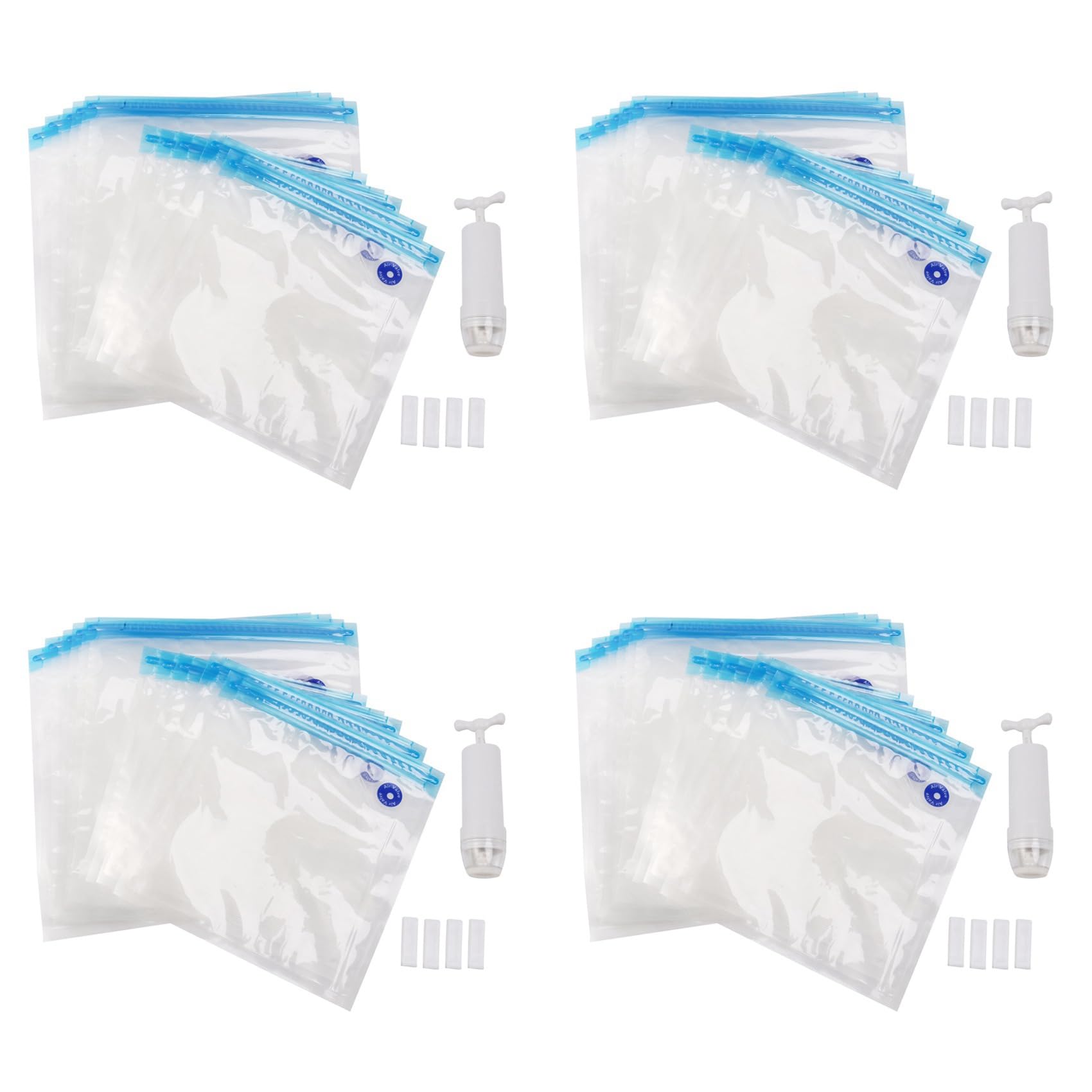 Wuden Sous Vide Bags 60Pack Electric Vacuum Food Storage Save Sealer Cooker with 4 Hand Pump,2 Size Sealed Bag,16 Clip