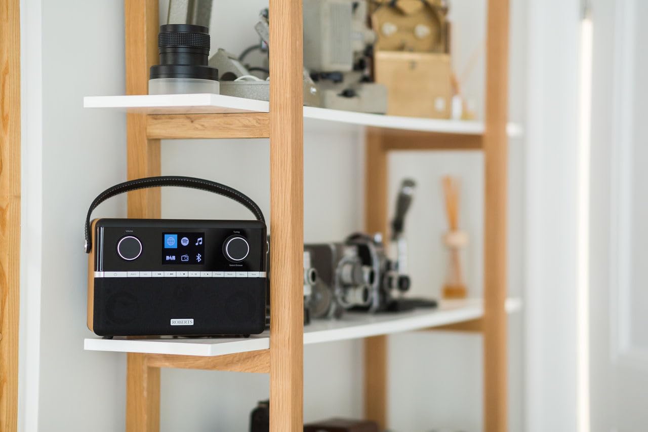 Roberts Stream 94 L Stéréo Radio Portable, Dab+/FM/Bluetooth/WiFi, Noir et Cerisier