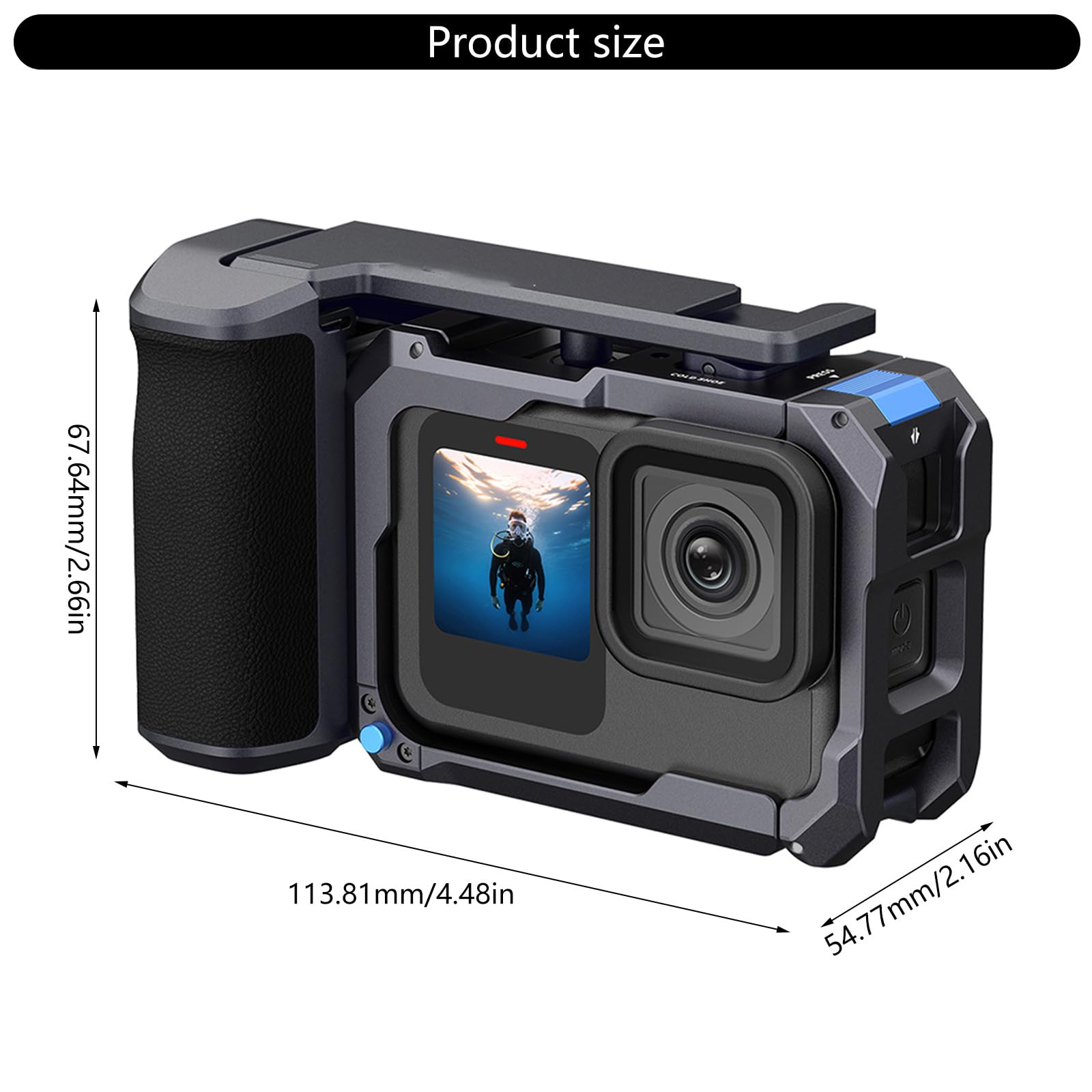 Impugnatura in alluminio antiurto per fotocamera di azione molti terreni Supporto per gabbia metallica per la realizzazione di film in lega di alluminio per fotocamera in lega di alluminio