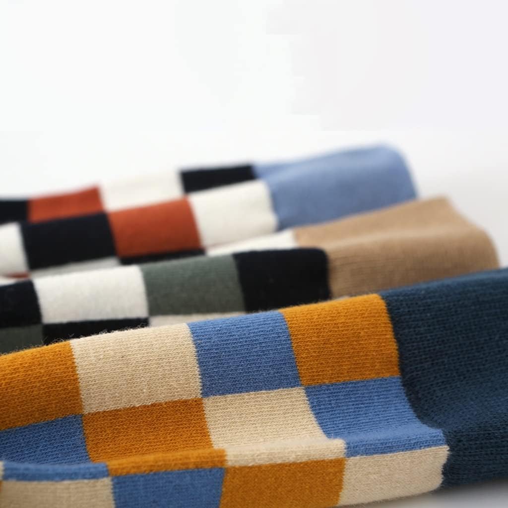 5 Pairs Of Men's Socks Checkered Business Cotton Gentleman Men
