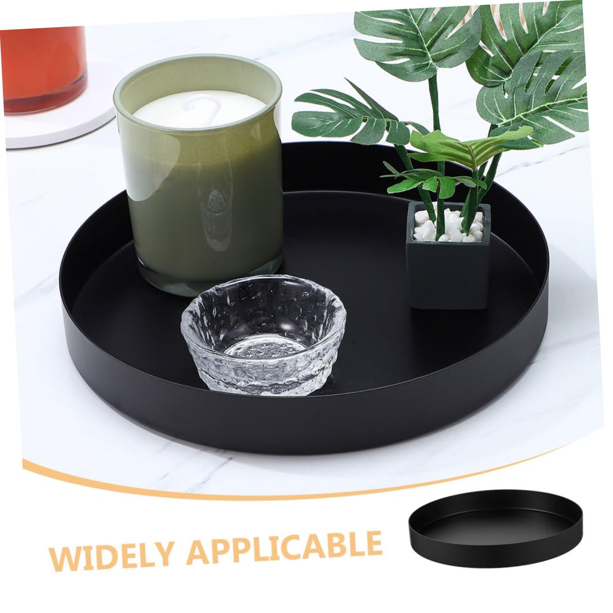 VALICLUD Bandeja Redonda Decorativa Almacenamiento Metal para Velas Plato De Frutas