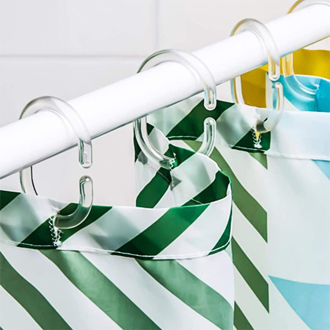 12 pezzi Anello trasparente per tenda da doccia Anello in plastica Gancio per tenda da doccia Gancio per tenda da doccia per bagno