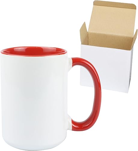 Taza de café de cerámica de la sublimación blanca de 15oz, color rojo, caja de 12