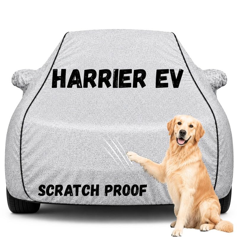 Image of Pure Fabric Silver 100% Waterproof Harrier EV Car Cover | Polyester Car Body Cover for Rain & Sun | UV Protection, Dustproof, Scratch Resistant, Windproof, Heat Resistant, Custom Fit