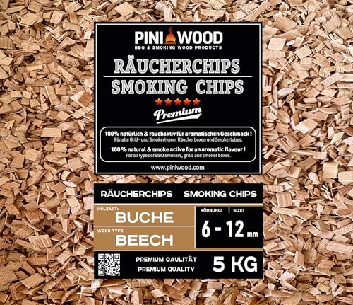 PINI Copeaux de fumage 5 kg de copeaux de fumage en hêtre 6-12 mm Copeaux de fumage 18 l