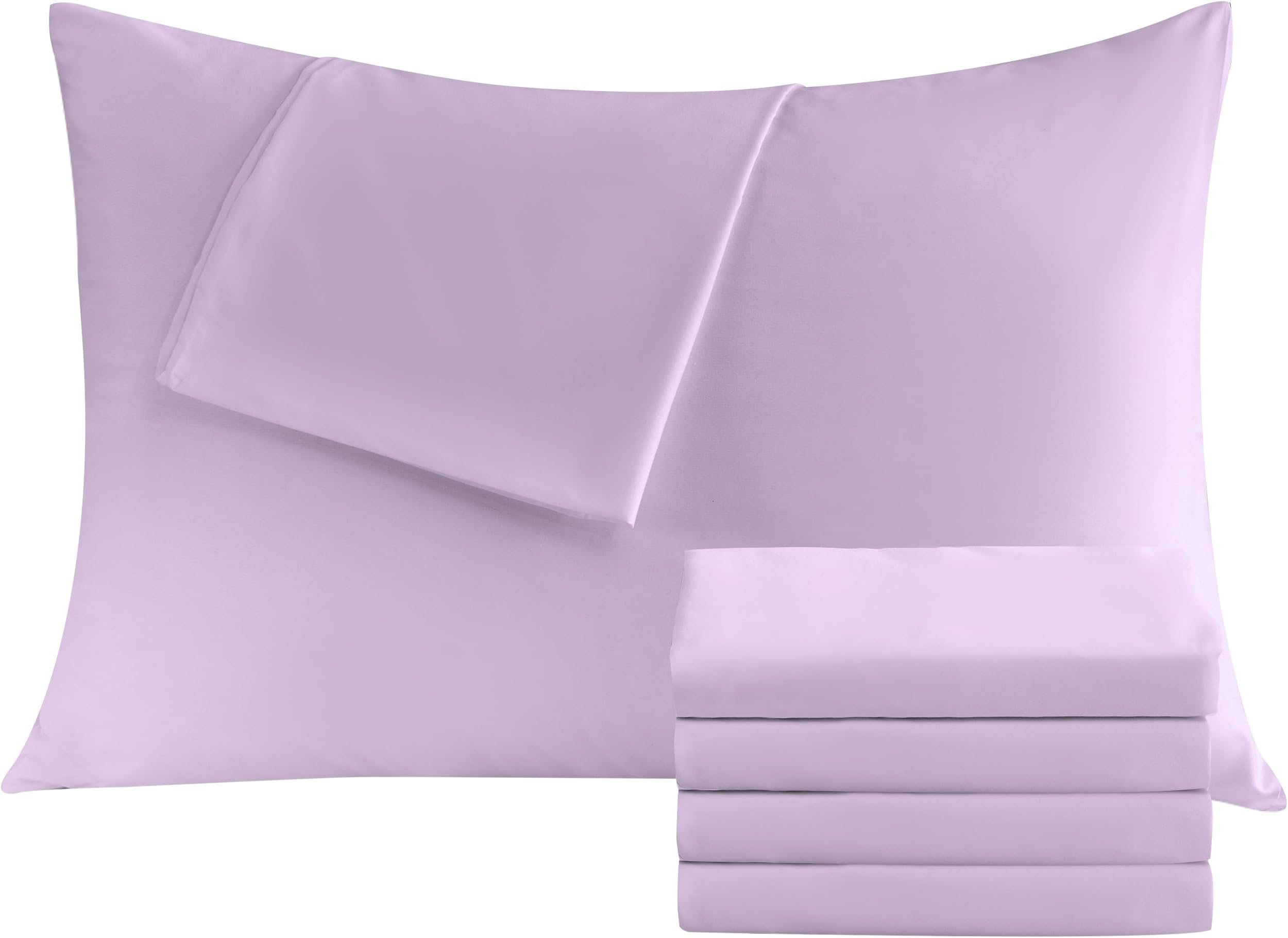 Pillowcases Standard 4 Pack, 20x26 Pillow Cases with Envelope Closure, Soft Plain Brushed Microfiber Covers Breathable Wrinkle-Resistant, Lavender