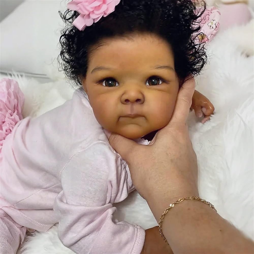 Zero Pam Silicone Reborn Baby Dolls Black Girl-19 Inch Realistic Baby Dolls, African American, Black Reborn Babys Doll That Look Real, Cloth Body with Accessories Realistic Doll for Kids Age 3+