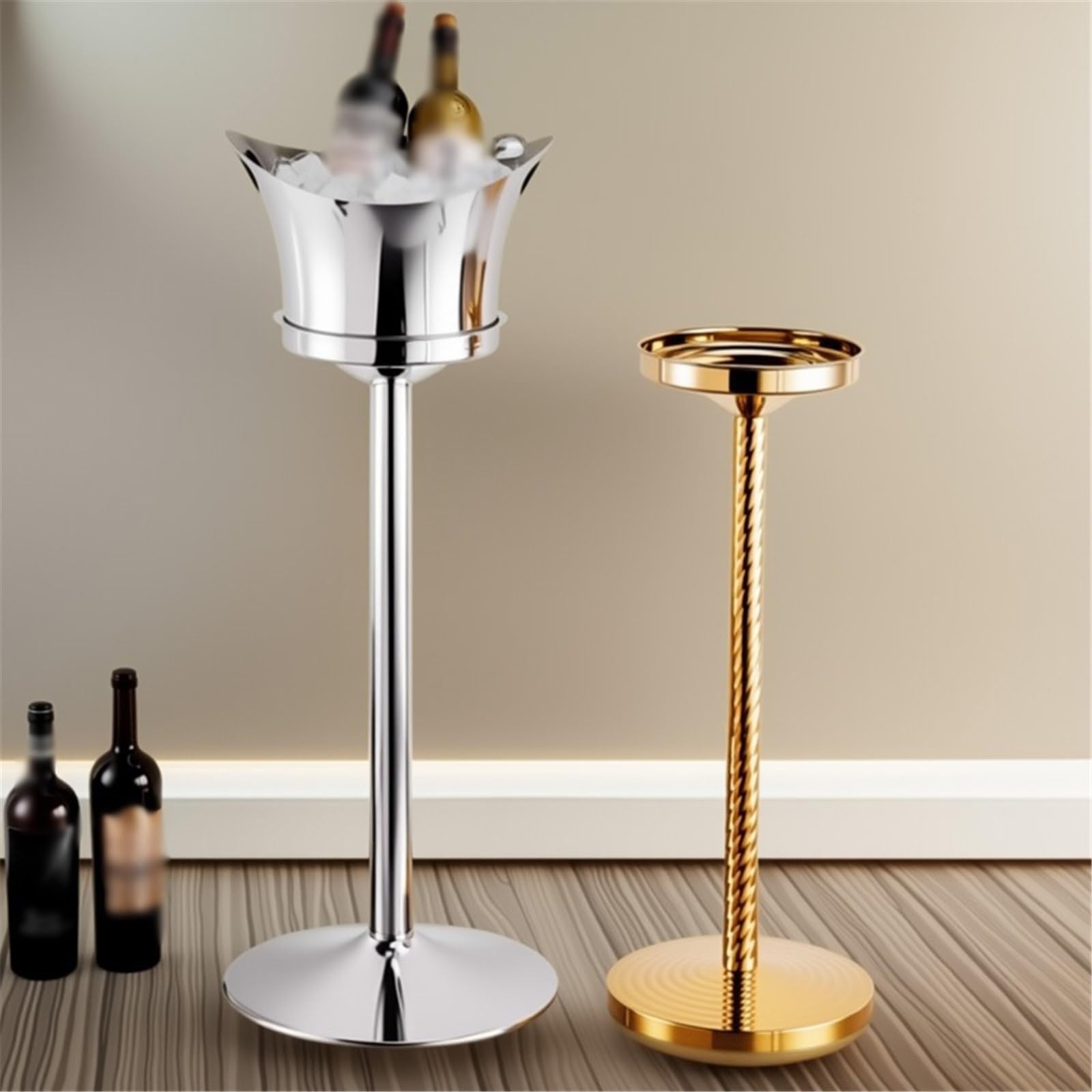 Cubo de Hielo Cubitera de Lujo for Vino, champán o Cerveza Cubo de Hielo frío para Barra(Negro)