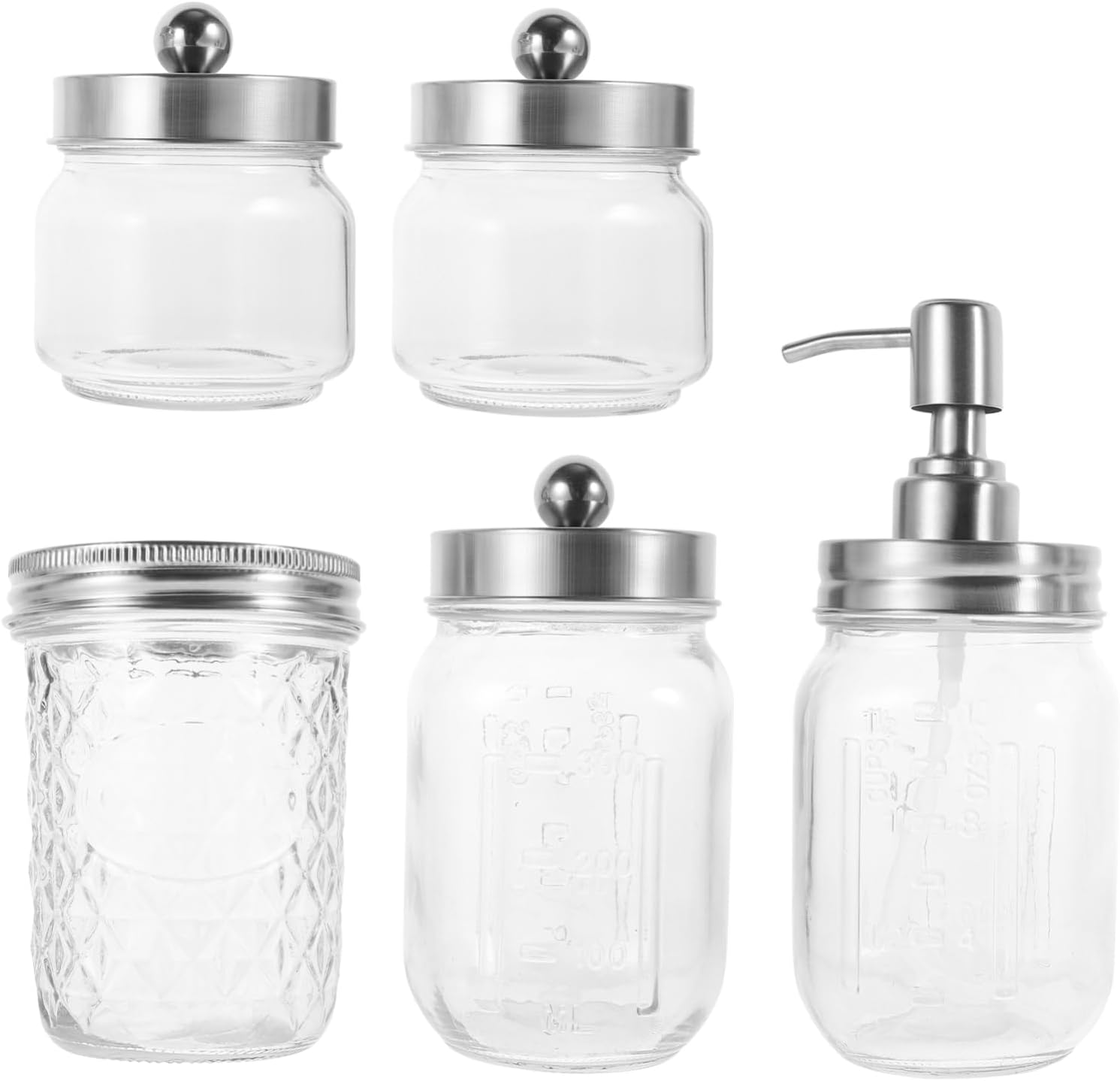 Elegant Mason Jar Bathroom Accessory Kit Soap Pump Toothbrush Holder Shampoo Bottle Soap Dispenser Storage Jar
