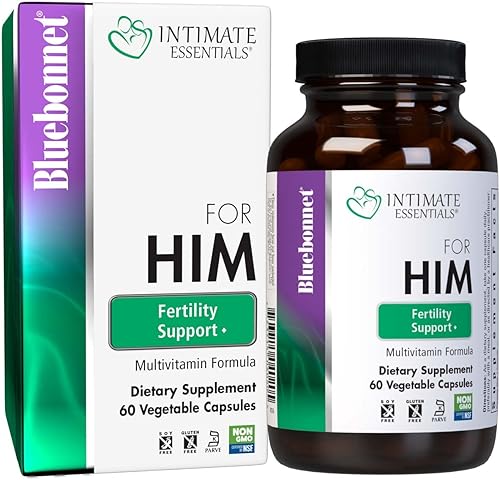 Bluebonnet Nutrition Intimate Essentials - Soporte de fertilidad para él multivitamínico, sin gluten, sin soja, Kosher, sin lácteos, vegetariano,