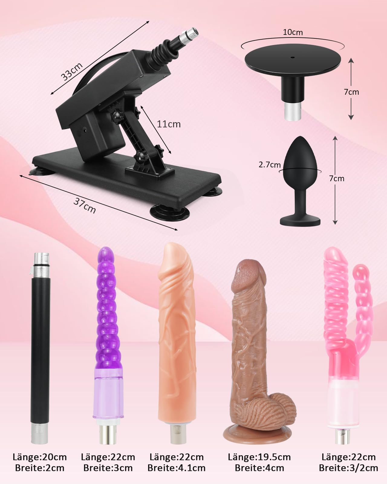 Sexmaschine für Frauen Fickle Maschine Fickmaschine Dildo Maschine für Sex Maschine Dildo Stoßfunktion 3XLR Adapter Sexspielzeug für Frauen Solo 3XLR Sextoy (Deep Black)