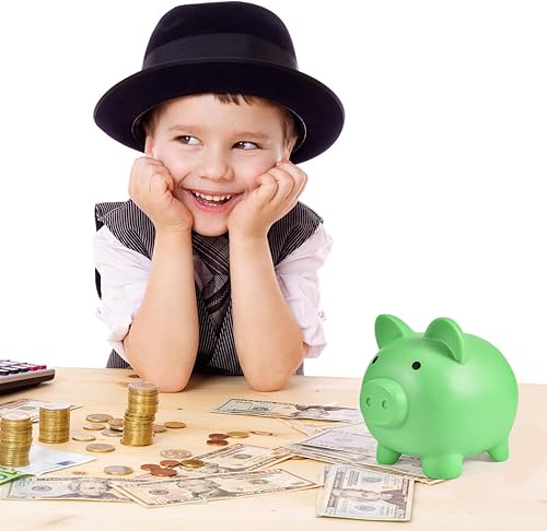 Miniatura 3 de Alcancía de plástico irrompible, alcancía para niñas y niños, tamaño mediano, regalos prácticos para cumpleaños, Pascua, Navidad (verde)