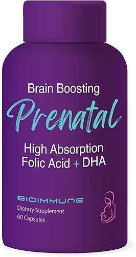 Vitaminas prenatales biodisponibles ultra fuertes para mujeres, ácido fólico folato metilado de origen natural, DHA Omega 3. Apoya el desarrollo