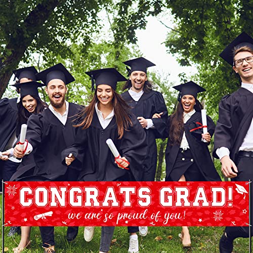 Image of 37Pcs Graduation Banner Balloon Decorations Class of 2026, Congrats Grad Banner Yard Outdoor Decorations, Graduation Balloons Banner Set for High School College Graduation Party Supplies, Red